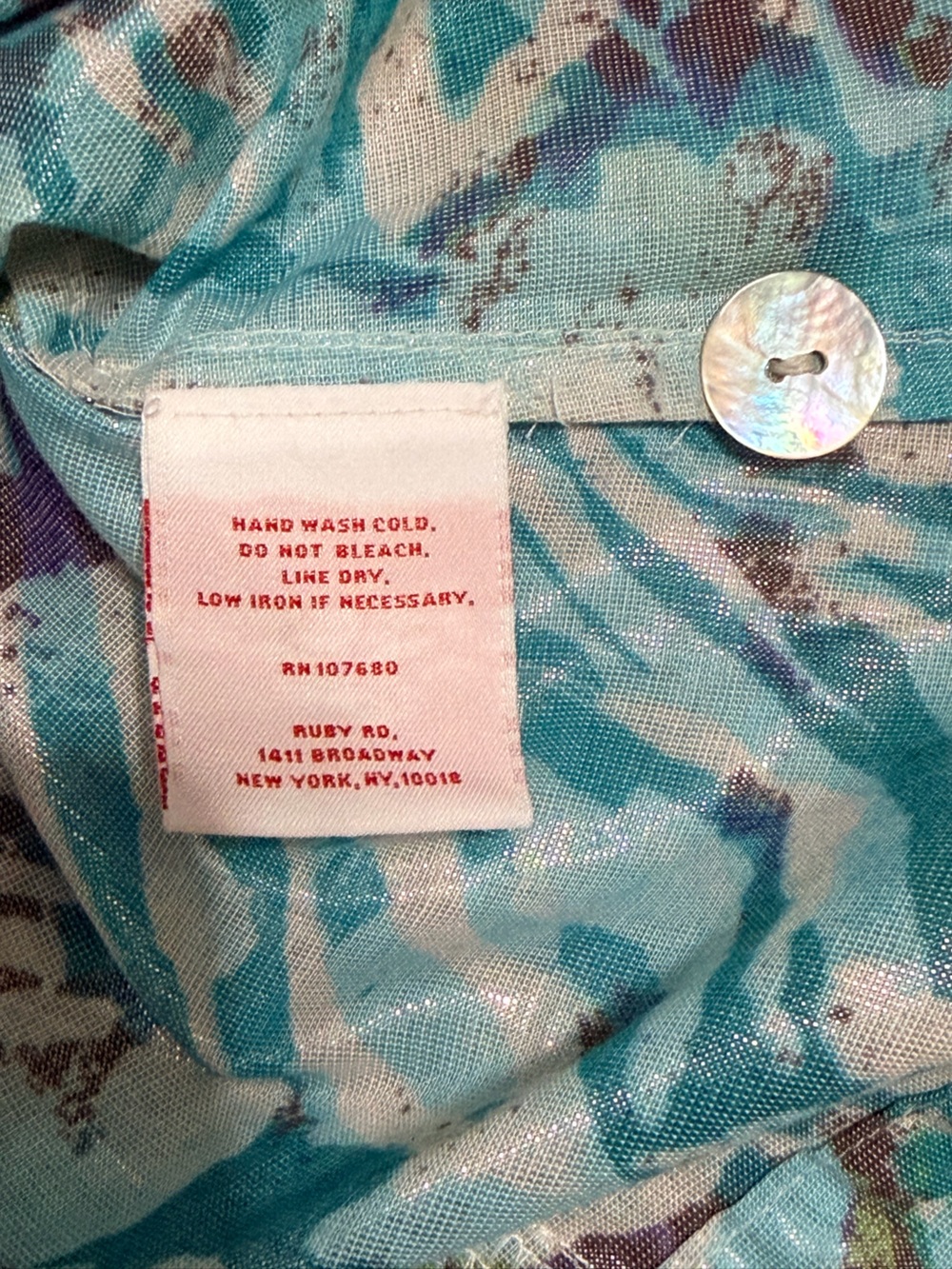 Ruby Rd. Turquoise Purple Multi-Print Button Front Shirt Jacket - Picture 5 of 9